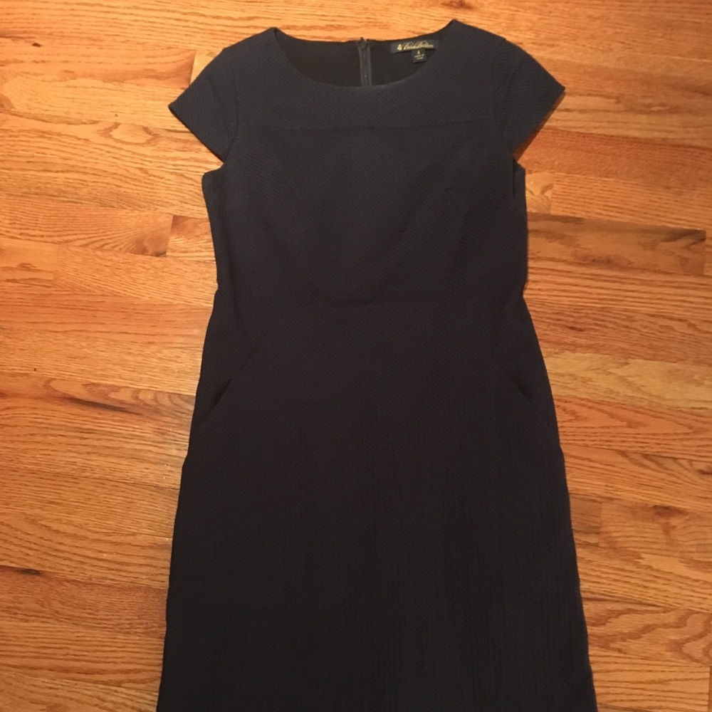 Brooks Brothers Navy Textured Sheath Dress